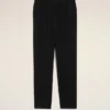 Black Blended Linen Elasticated Waist Trousers