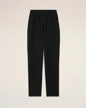Black Blended Linen Elasticated Waist Trousers Black Blended Linen Elasticated Waist Trousers
