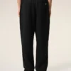 Black Blended Linen Elasticated Waist Trousers