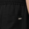 Black Blended Linen Elasticated Waist Trousers