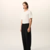 Black Blended Linen Elasticated Waist Trousers