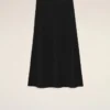 Black Blended Linen Tailor Construction Long Trapeze Skirt