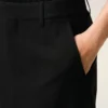 Black Blended Linen Tailor Construction Long Trapeze Skirt