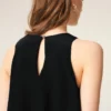 Black Blended Silk Long Dress with Ruffles