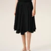 Black Blended Silk Midi Corolla Skirt Black Blended Silk Midi Corolla Skirt