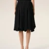 Black Blended Silk Midi Corolla Skirt Black Blended Silk Midi Corolla Skirt