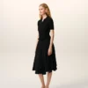 Black Blended Silk Midi Corolla Skirt Black Blended Silk Midi Corolla Skirt