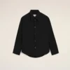 Black Blended Silk Sharp Collar Adjusted Shirt Black Blended Silk Sharp Collar Adjusted Shirt