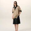 Black Blended Silk Sharp Collar Adjusted Shirt
