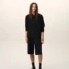 Black Blended Silk Sharp Collar Adjusted Shirt Black Blended Silk Sharp Collar Adjusted Shirt