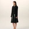 Black Blended Silk Sharp Collar Adjusted Shirt