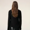 Black Blended Silk Sharp Collar Adjusted Shirt