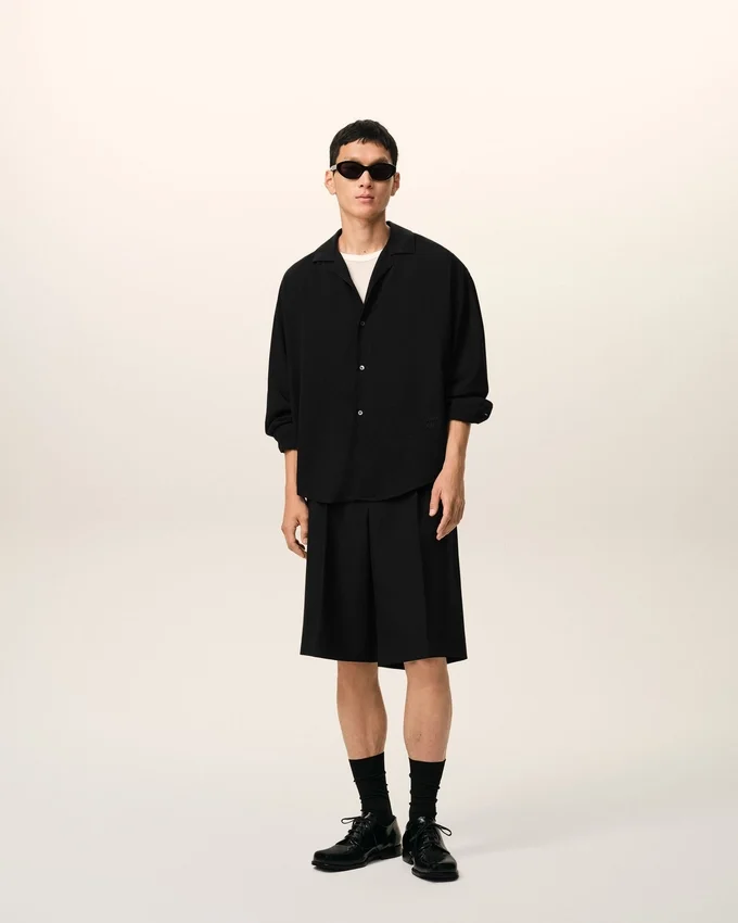 Black Boxy Embroidered Ami Paris Shirt Black Boxy Embroidered Ami Paris Shirt