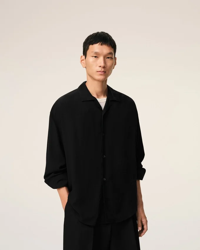 Black Boxy Embroidered Ami Paris Shirt Black Boxy Embroidered Ami Paris Shirt