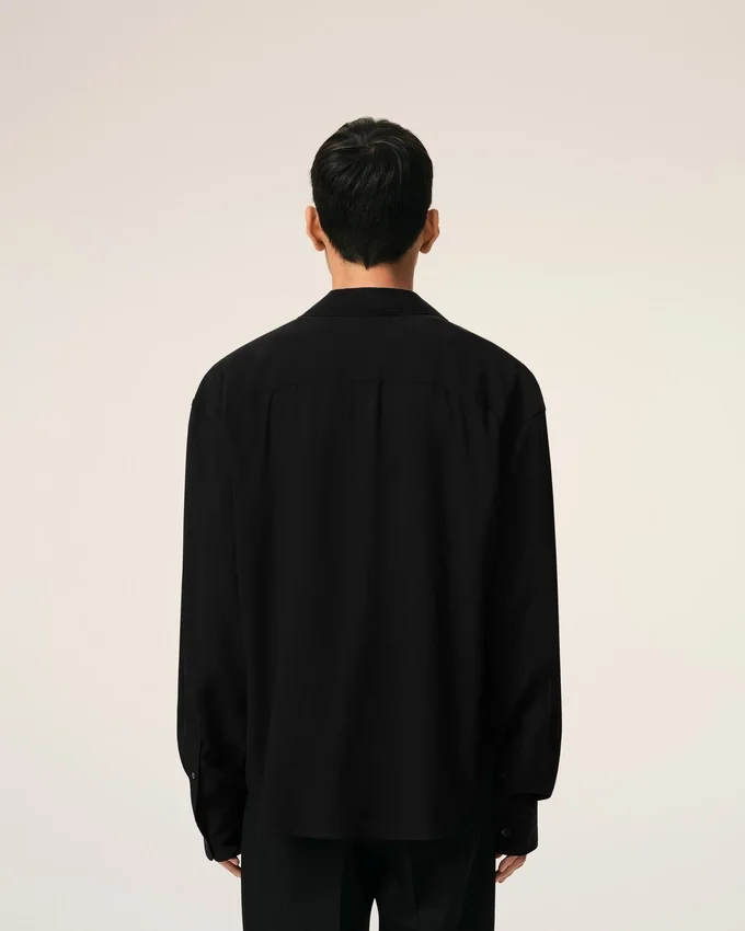 Black Boxy Embroidered Ami Paris Shirt Black Boxy Embroidered Ami Paris Shirt