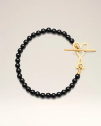 Black Brass Summer Pearls Gold Ami De CœUr Bracelet