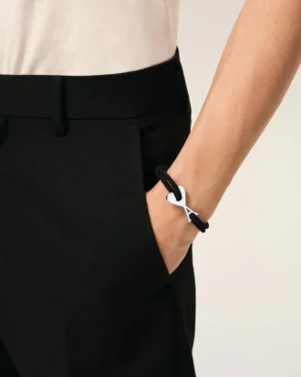 Black Cord Silver Brass Ami De Coeur Bracelet