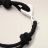 Black Cord Silver Brass Ami De Coeur Bracelet