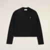 Black Cotton Ami De Coeur Cropped Sweatshirt