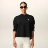 Black Cotton Ami De Coeur Cropped Sweatshirt