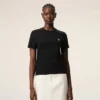 Black Cotton Ami De Coeur Cropped T-Shirt