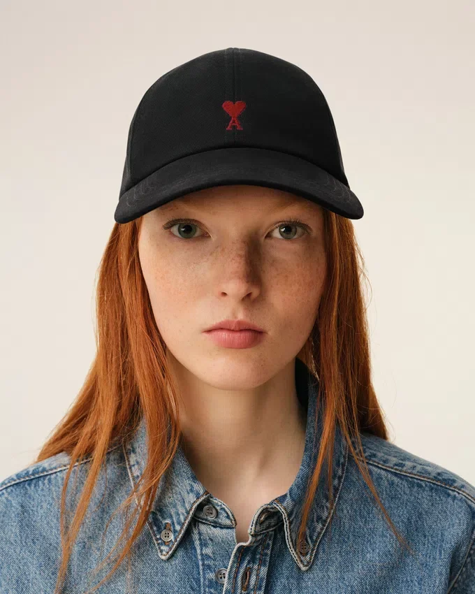 Black Cotton Ami De Coeur Embroidery Cap Black Cotton Ami De Coeur Embroidery Cap