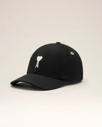 Black Cotton Ami De Coeur Felt Patch Cap