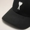 Black Cotton Ami De Coeur Felt Patch Cap