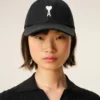 Black Cotton Ami De Coeur Felt Patch Cap