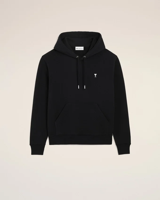Black Cotton Ami De Coeur Hoodie Black Cotton Ami De Coeur Hoodie