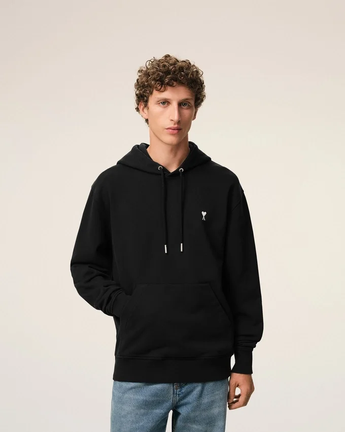 Black Cotton Ami De Coeur Hoodie Black Cotton Ami De Coeur Hoodie