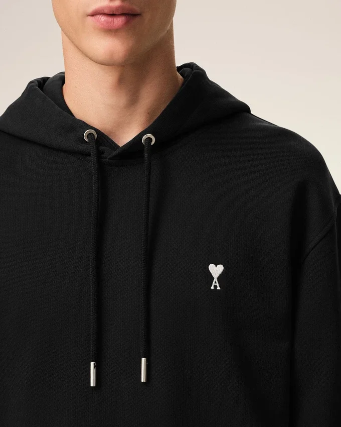 Black Cotton Ami De Coeur Hoodie Black Cotton Ami De Coeur Hoodie