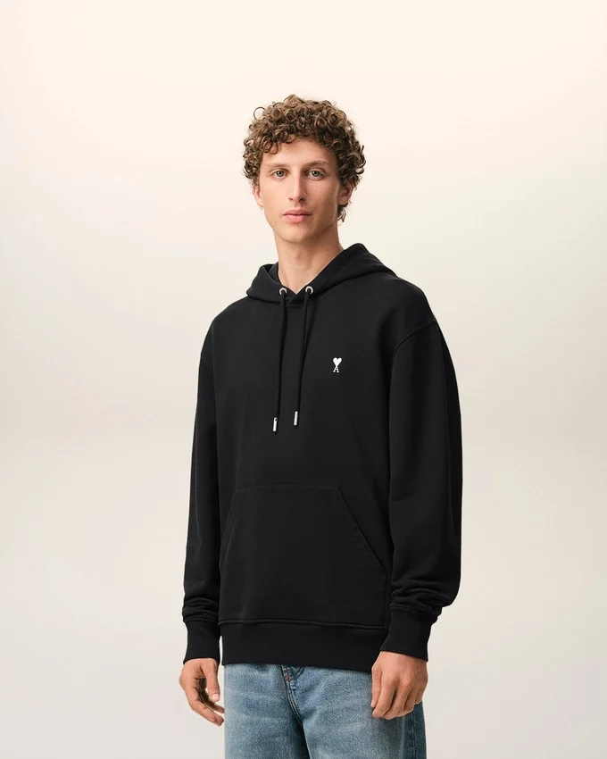 Black Cotton Ami De Coeur Hoodie Black Cotton Ami De Coeur Hoodie