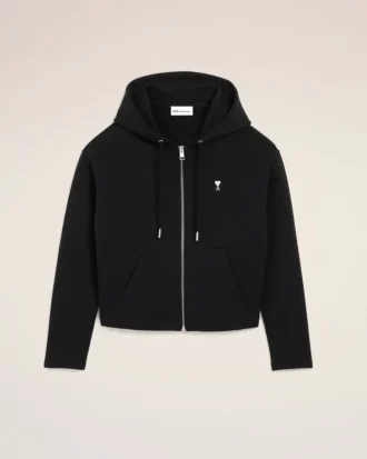 black cotton ami de coeur zipped hoodie 1 1 330x413 - Black Cotton Ami De Coeur Zipped Hoodie