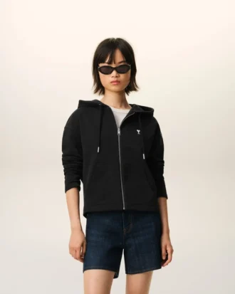 black cotton ami de coeur zipped hoodie 2 1 330x413 - Black Cotton Ami De Coeur Zipped Hoodie