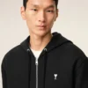 Black Cotton Ami De Coeur Zipped Hoodie Black Cotton Ami De Coeur Zipped Hoodie