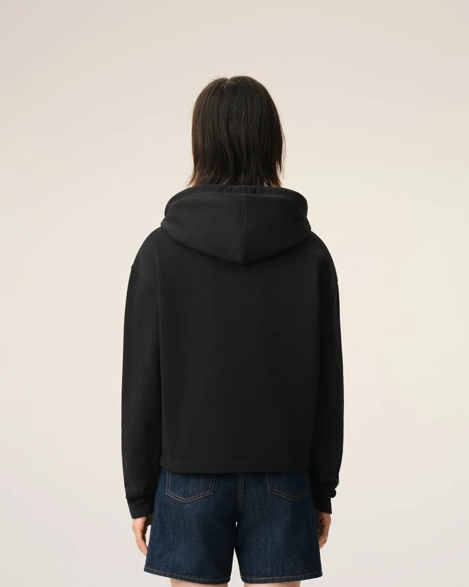 Black Cotton Ami De Coeur Zipped Hoodie Black Cotton Ami De Coeur Zipped Hoodie