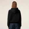 Black Cotton Embossed Ami De Coeur Hoodie Black Cotton Embossed Ami De Coeur Hoodie