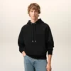 Black Cotton Embossed Ami De Coeur Hoodie Black Cotton Embossed Ami De Coeur Hoodie