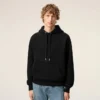 Black Cotton Embossed Ami De Coeur Hoodie Black Cotton Embossed Ami De Coeur Hoodie