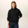 Black Cotton Embossed Ami De Coeur Hoodie Black Cotton Embossed Ami De Coeur Hoodie