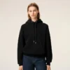 Black Cotton Embossed Ami De Coeur Hoodie Black Cotton Embossed Ami De Coeur Hoodie