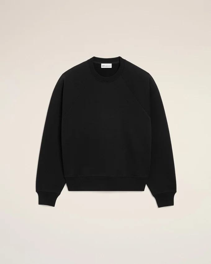 Black Cotton Embossed Ami De Coeur Sweatshirt Black Cotton Embossed Ami De Coeur Sweatshirt