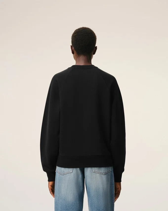 Black Cotton Embossed Ami De Coeur Sweatshirt Black Cotton Embossed Ami De Coeur Sweatshirt