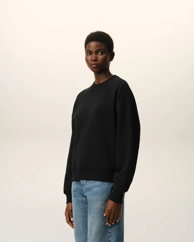 Black Cotton Embossed Ami De Coeur Sweatshirt Black Cotton Embossed Ami De Coeur Sweatshirt