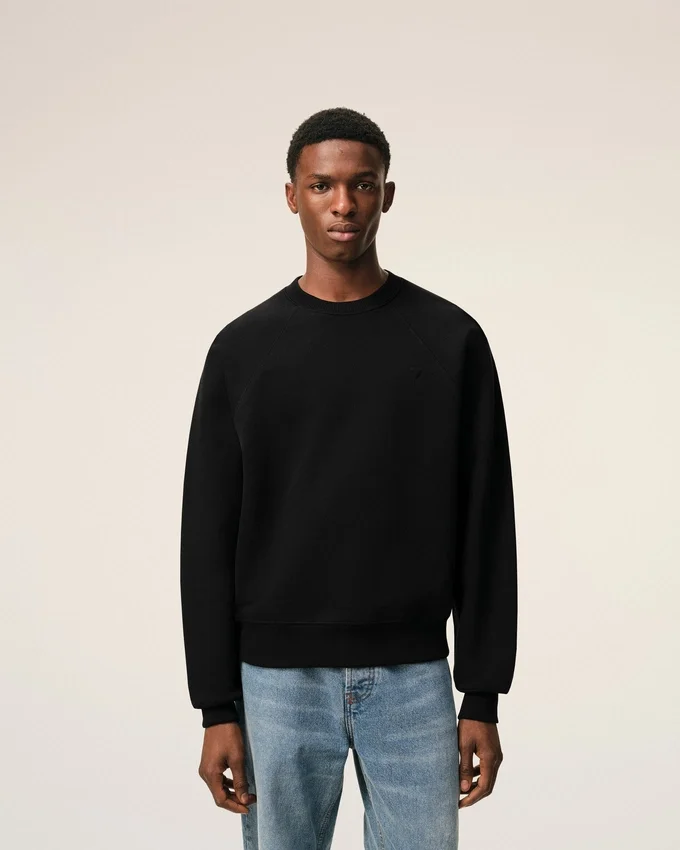 Black Cotton Embossed Ami De Coeur Sweatshirt Black Cotton Embossed Ami De Coeur Sweatshirt