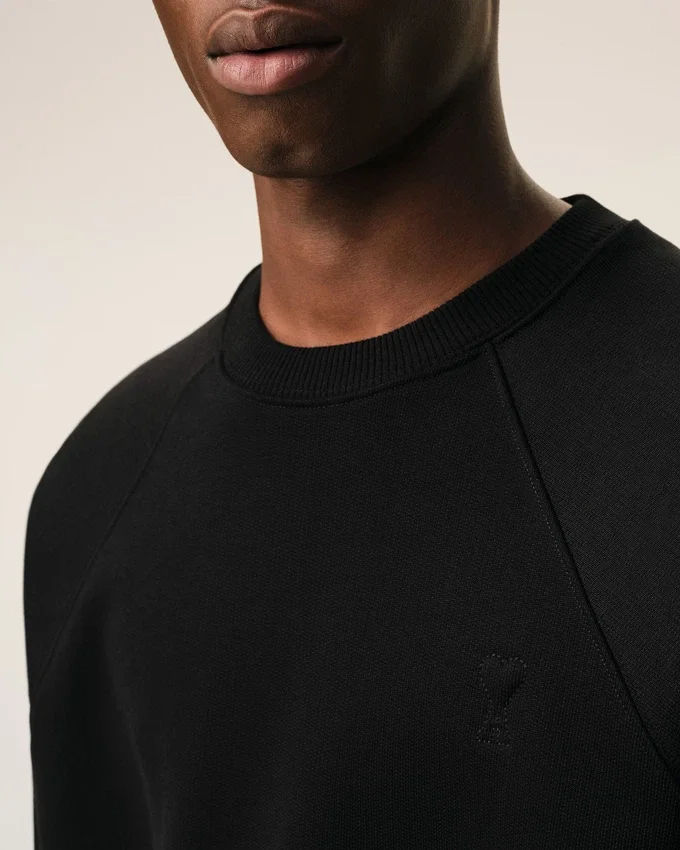 Black Cotton Embossed Ami De Coeur Sweatshirt Black Cotton Embossed Ami De Coeur Sweatshirt
