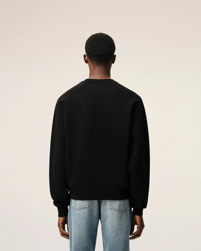 Black Cotton Embossed Ami De Coeur Sweatshirt Black Cotton Embossed Ami De Coeur Sweatshirt