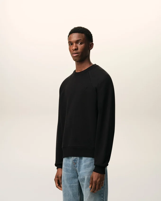 Black Cotton Embossed Ami De Coeur Sweatshirt Black Cotton Embossed Ami De Coeur Sweatshirt