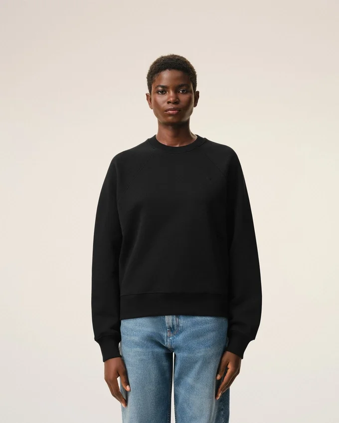Black Cotton Embossed Ami De Coeur Sweatshirt Black Cotton Embossed Ami De Coeur Sweatshirt